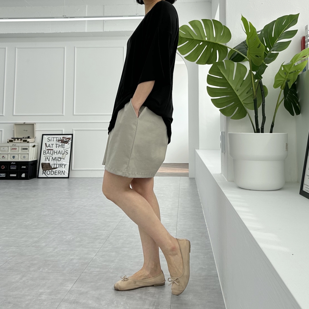 자체제작 빅사이즈 부드러운 루즈핏 블랙 반팔 티셔츠 코튼 모달 스판 이너 레이어드 봄여름 이미지 7