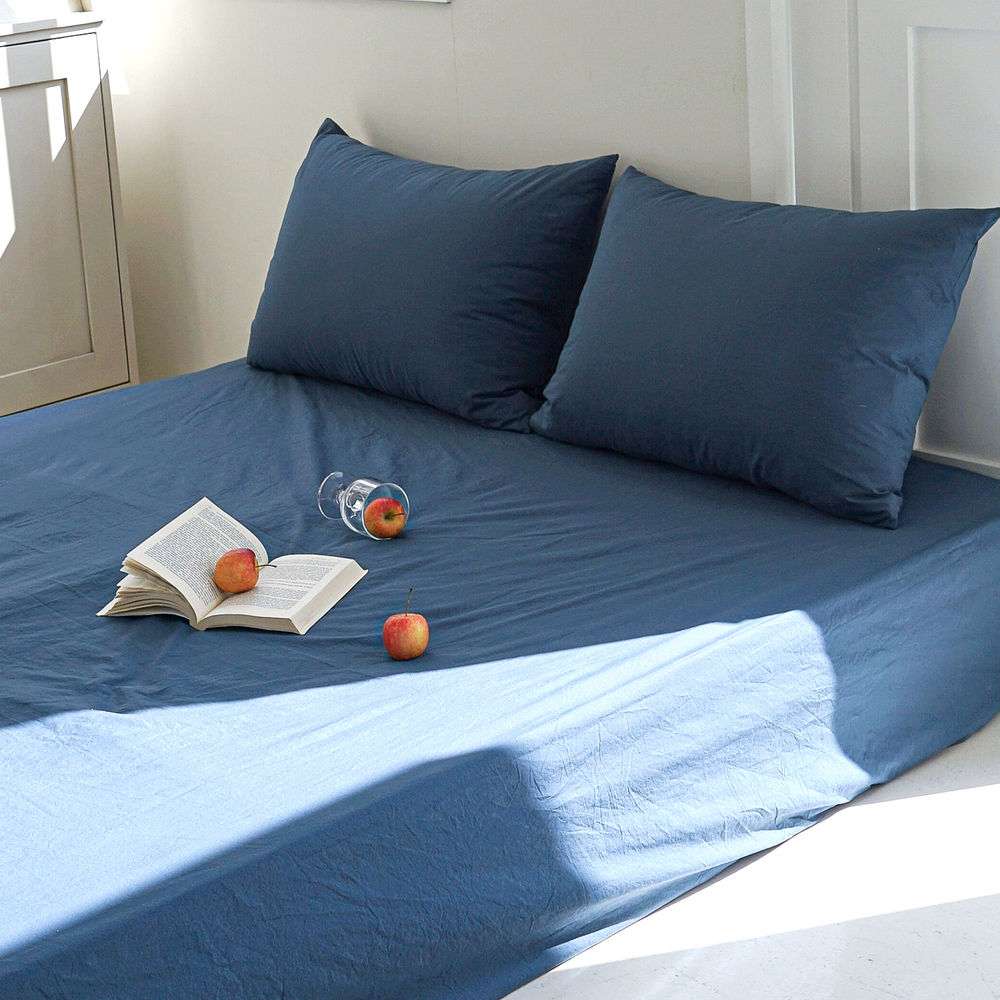 허쉬 60수 고밀도 바이오워싱 순면 매트리스 커버 녹턴 네이비, Q(퀸)