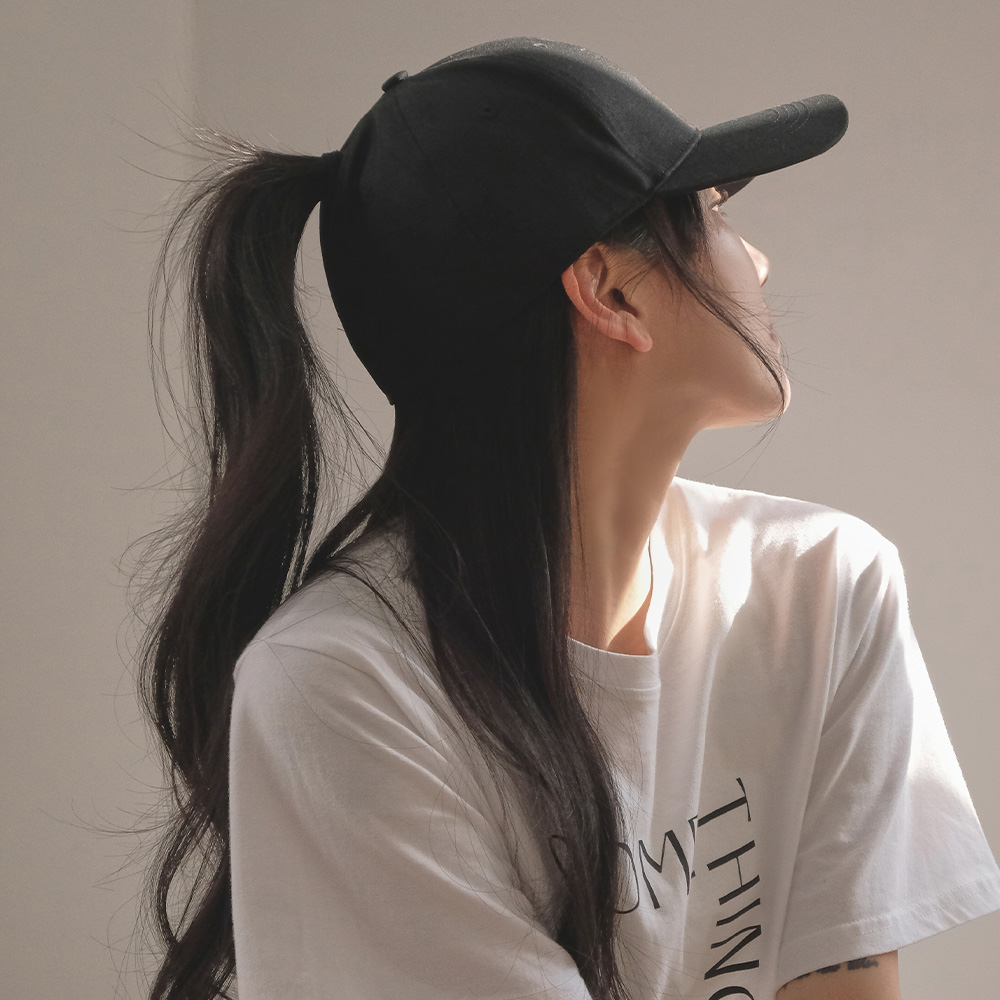 얼굴소멸 무지 포니테일 야구 볼캡 모자 - 상세 이미지 3