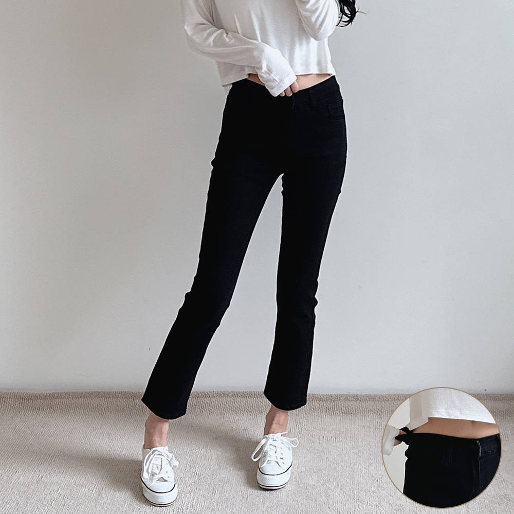 여자 청바지 3단 기장 여성 블랙진 허리 밴딩 스판 빅사이즈 2XL까지