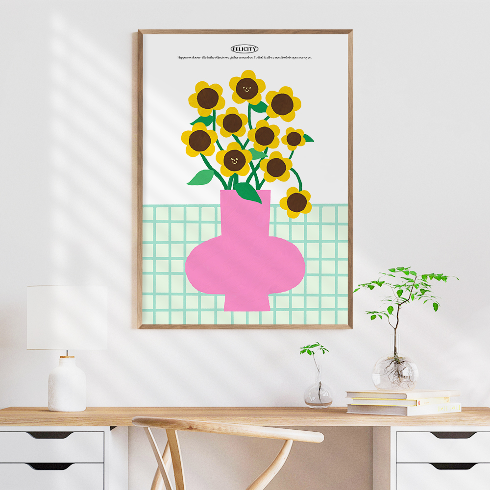 해바라기 그림 액자 포스터 Delightful B A4 - 상세 이미지 2