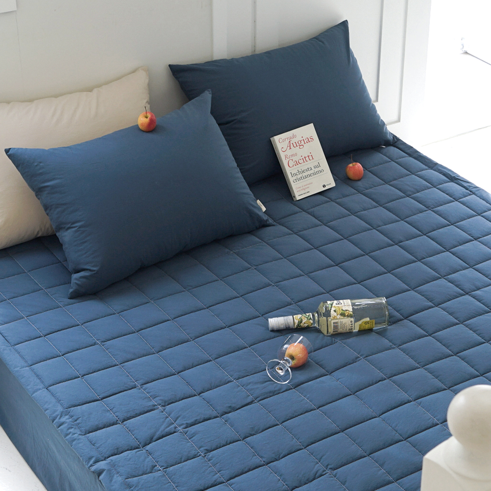 허쉬 60수 고밀도 바이오워싱 순면 고정밴딩 침대패드 녹턴 네이비, DK(더블킹)