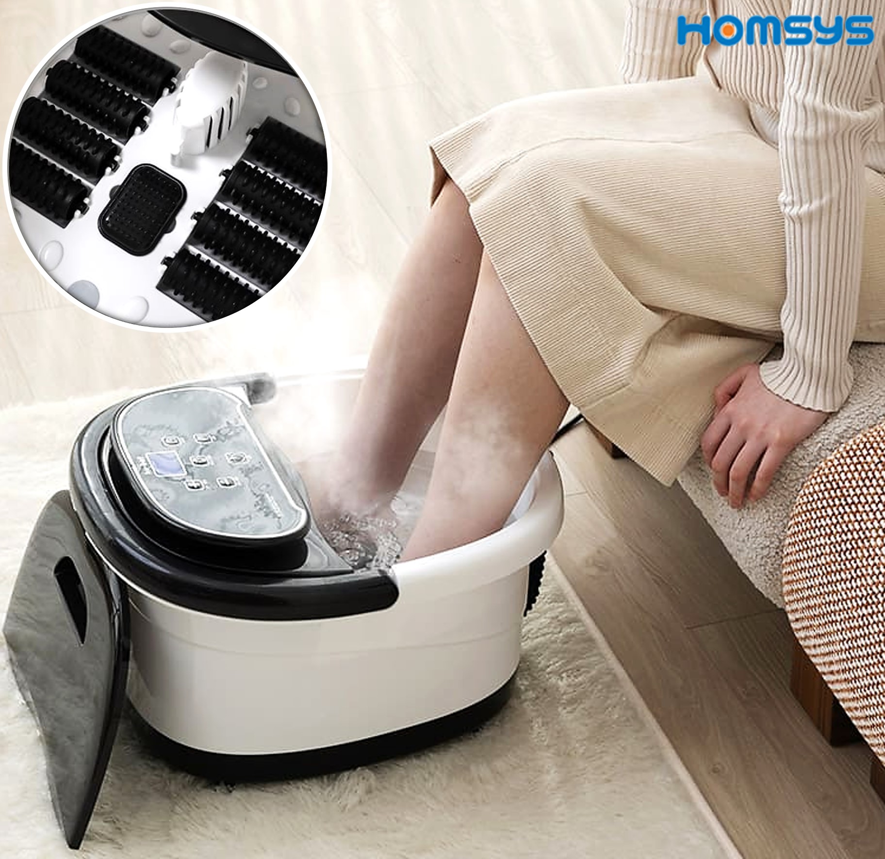 휴앤봇 발 족욕기 습식 스팀 적외선 족욕 버블스파 마사지