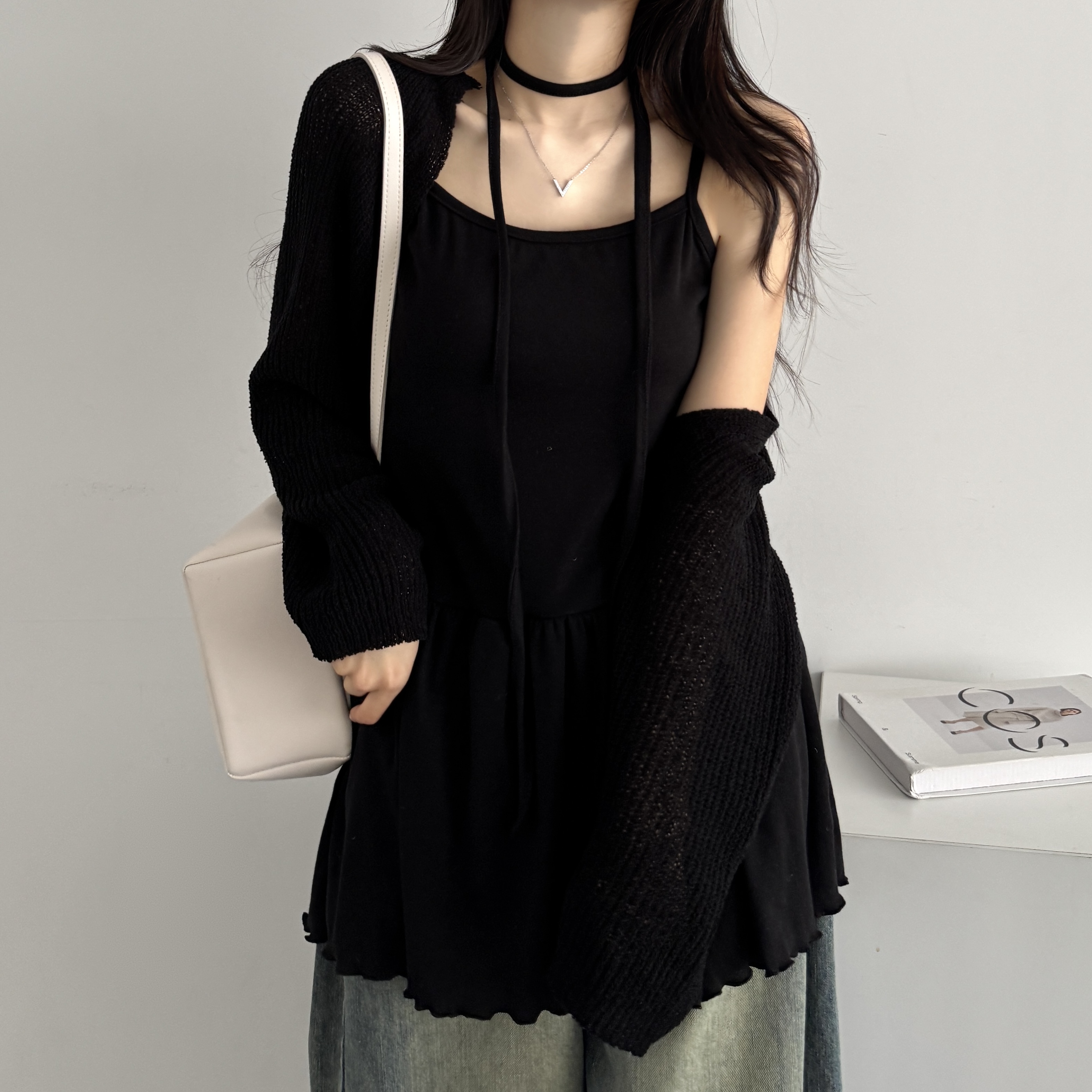 여름 휴양지 원피스 뷔스티에 레이어드 하객 원피스 미니, 블랙, FREE(One size) - 상세 이미지 5