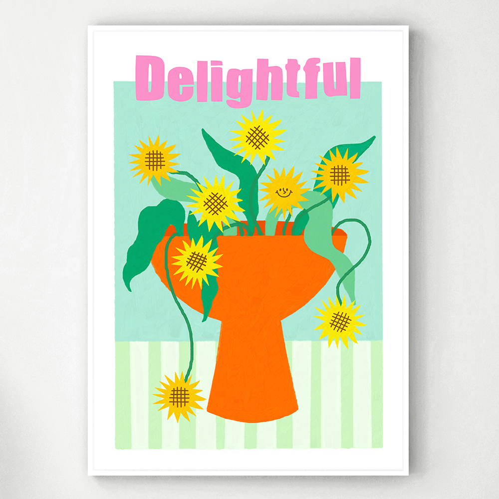 해바라기 그림 액자 포스터 Delightful A A4