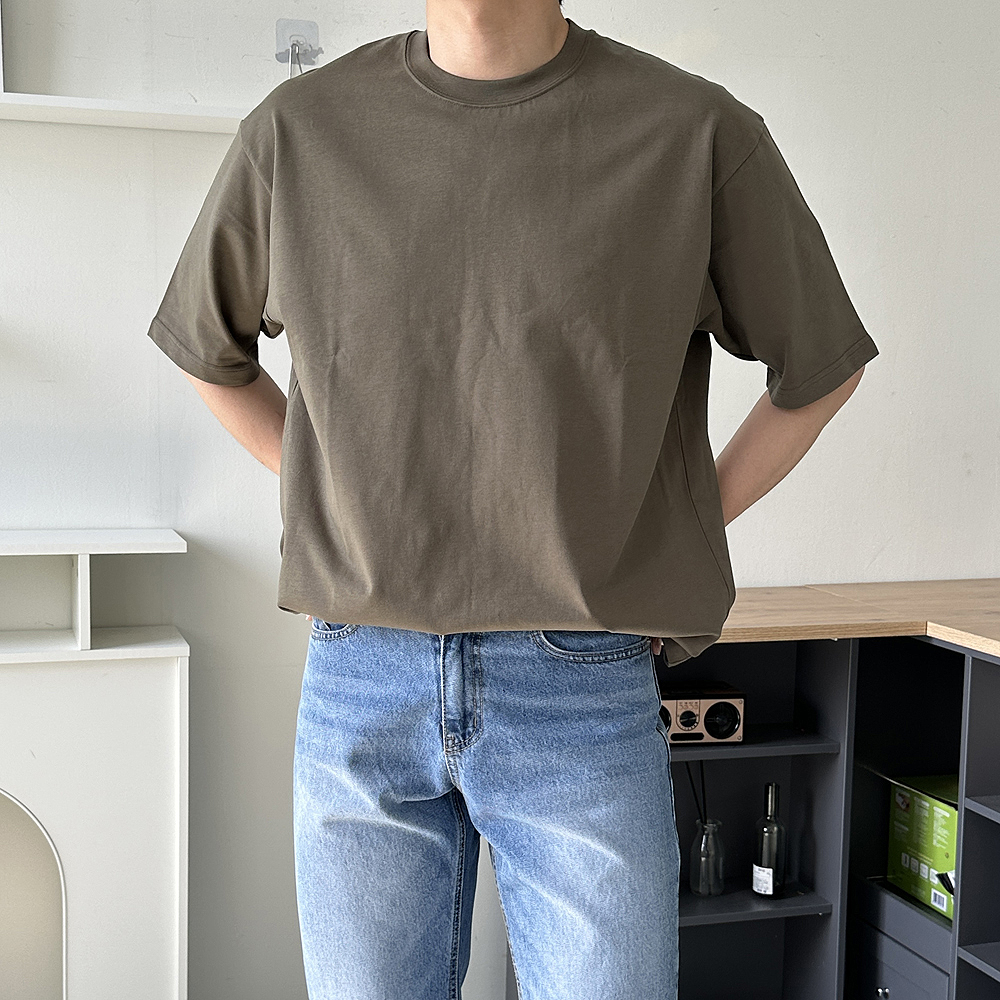 남자 반팔티 오버핏 빅사이즈 실켓 이너 쿨 티셔츠 - 상품 이미지
