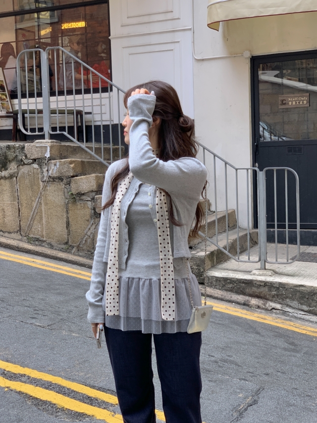 💕URBANE MADE💕 큐피드 펀칭 크롭 아일렛 가디건 세트 (3c) 상세 이미지 205