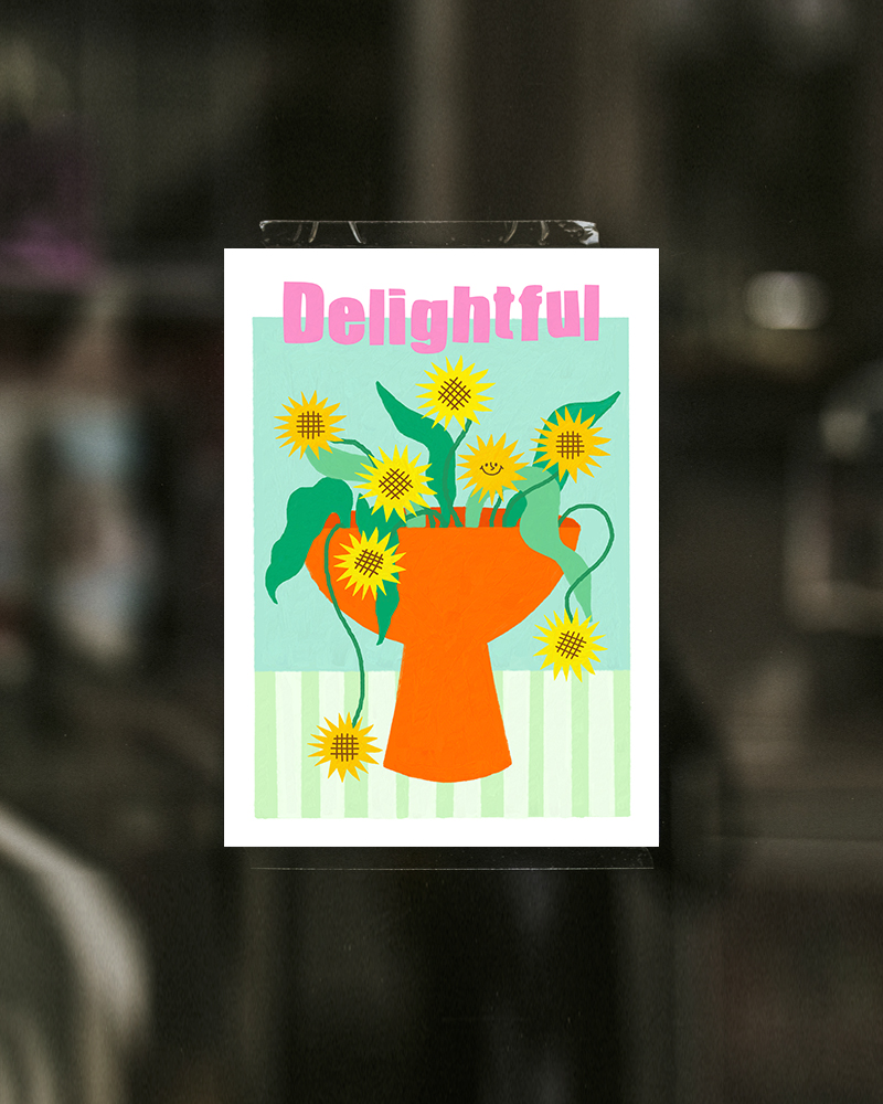 해바라기 그림 액자 포스터 Delightful A A4 - 상세 이미지 5