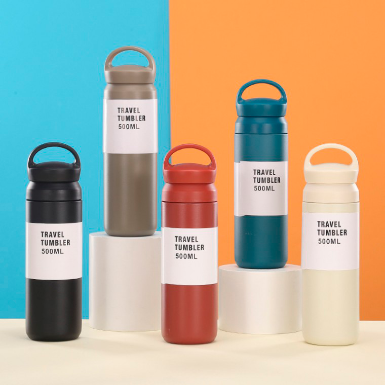무지 트래블 D 손잡이 텀블러 밀폐 보온 보냉 스텐 물병 물통 500ml 휴대용 여행용 - 상품 이미지