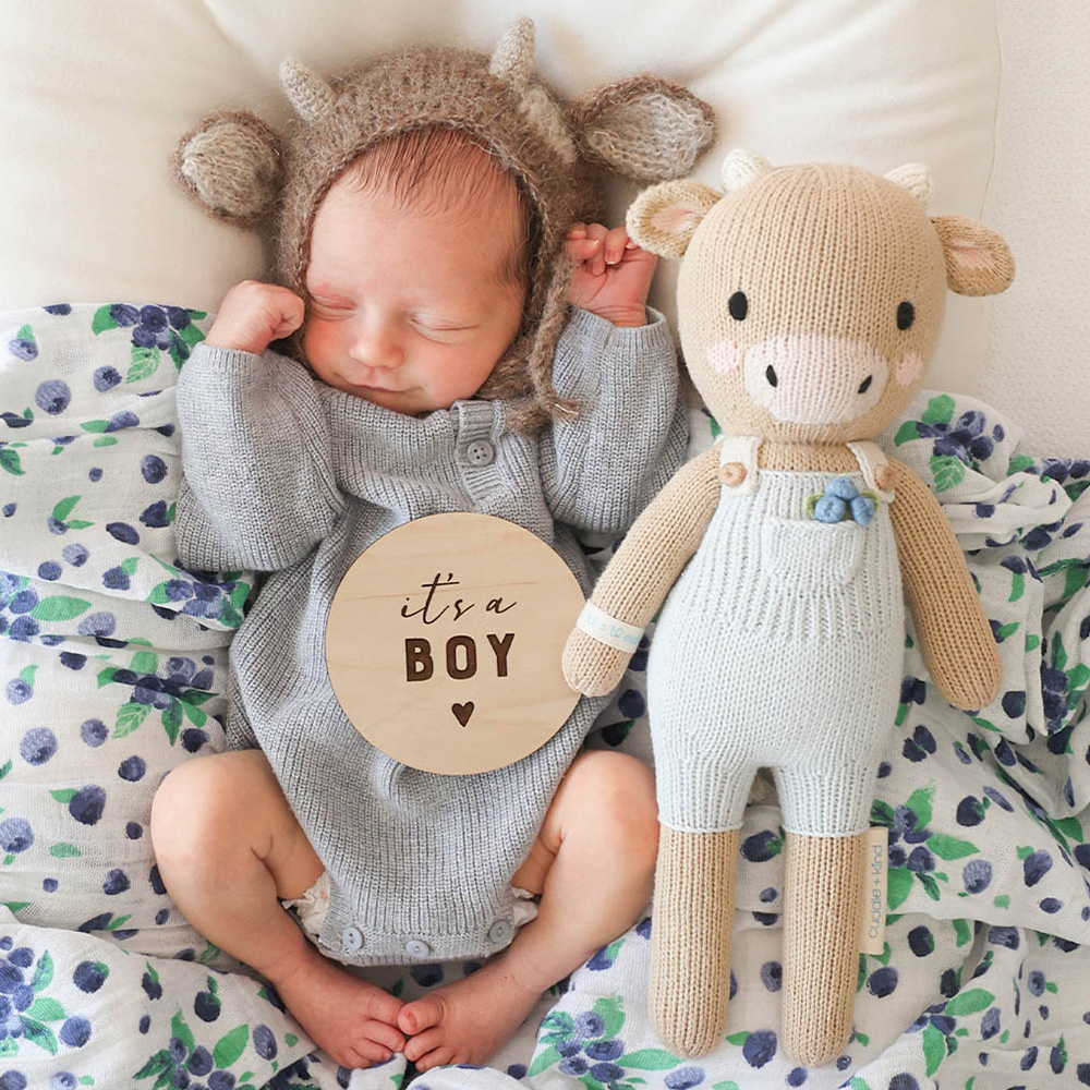 [N배송]커들앤카인드 리틀 애셔 카우 핸드메이드 애착인형 아기 출산 임신 선물