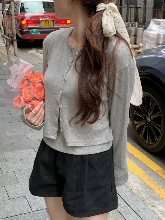 💕URBANE MADE💕 큐피드 펀칭 크롭 아일렛 가디건 세트 (3c) 상세 이미지 183
