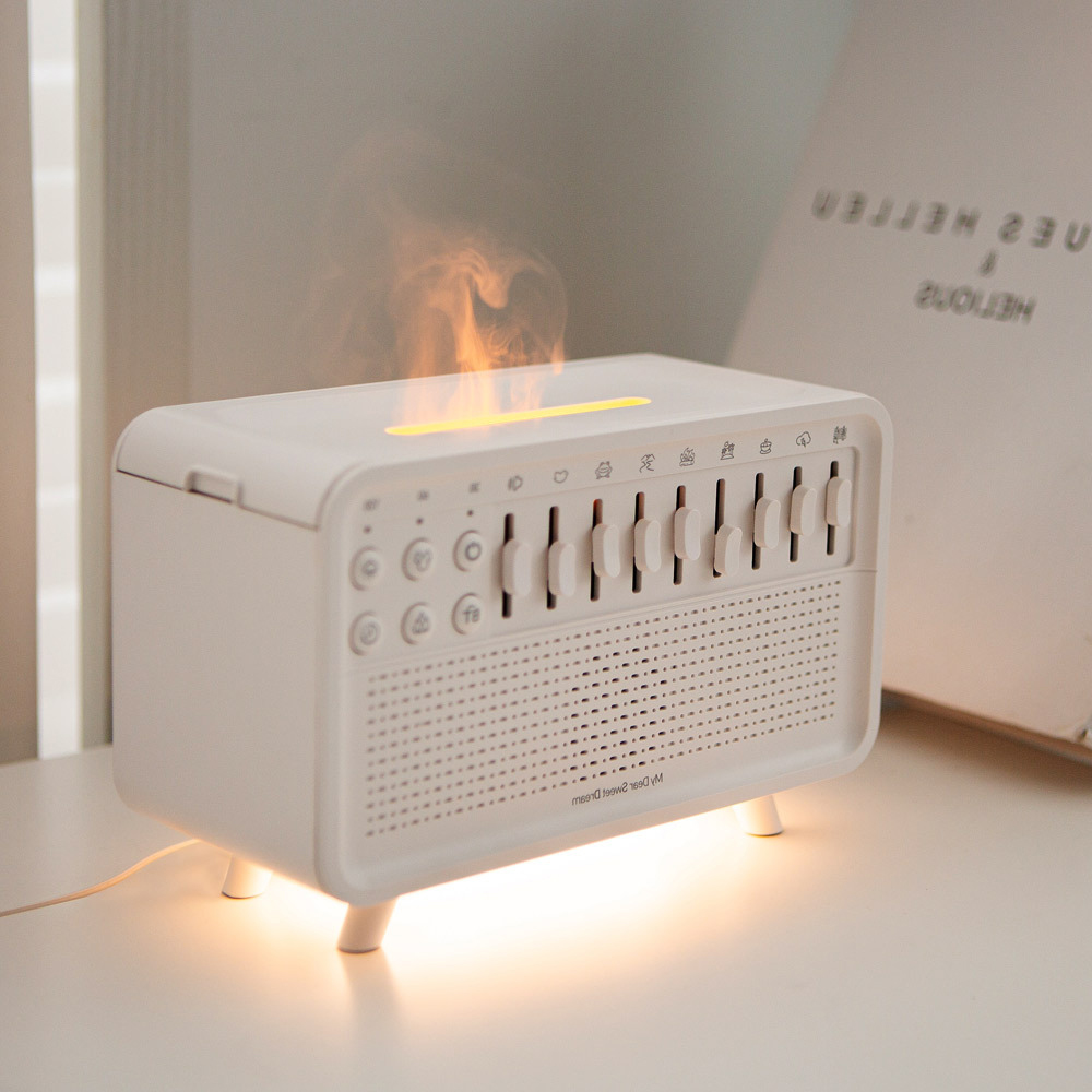 불멍 초음파 가습기 아로마 8가지 백색소음기 블루투스스피커 오브제 C타입 무드등 화이트