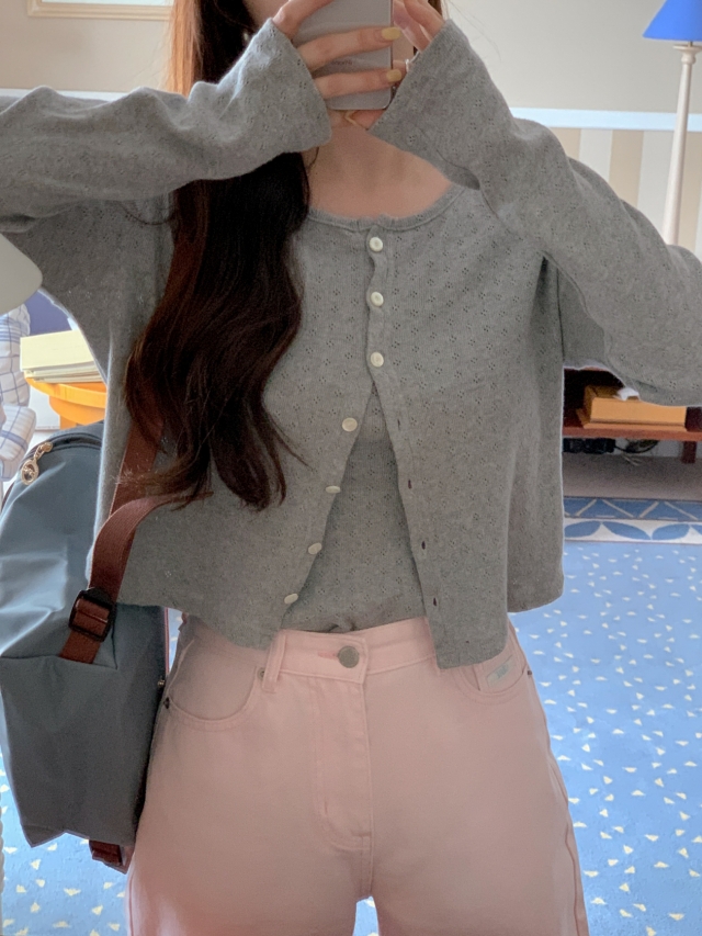 💕URBANE MADE💕 큐피드 펀칭 크롭 아일렛 가디건 세트 (3c) 상세 이미지 146