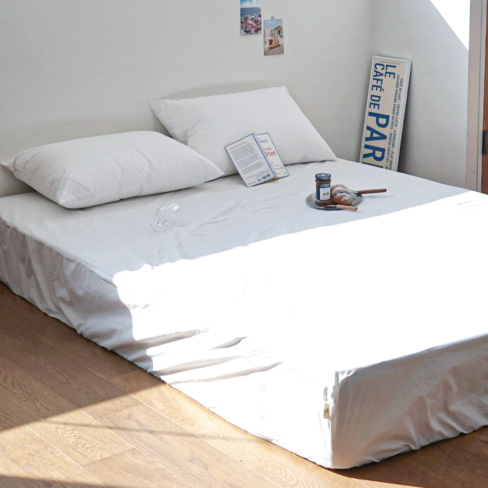 허쉬 60수 고밀도 바이오워싱 순면 매트리스 커버 노블 화이트, Q(퀸)