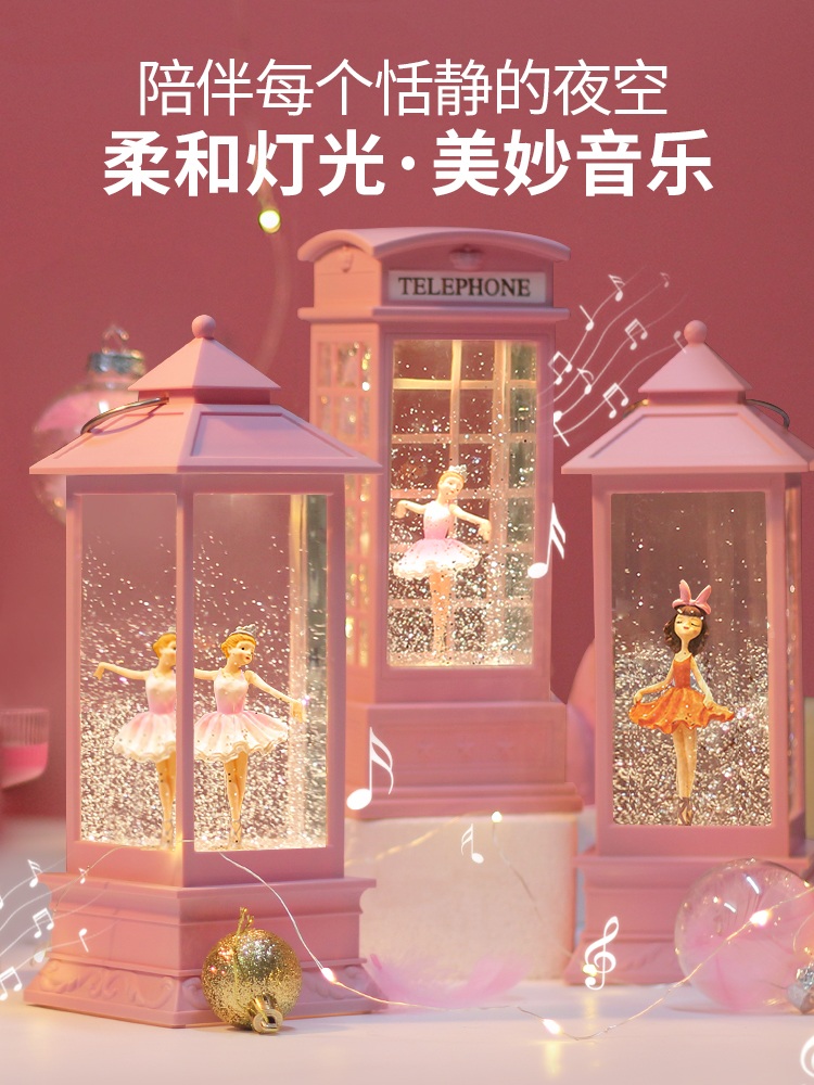 발레 오르골 크리스마스 선물 트리 음악 뮤직 워터볼 핑크 발레 윈드랜턴 - 상세 이미지 2