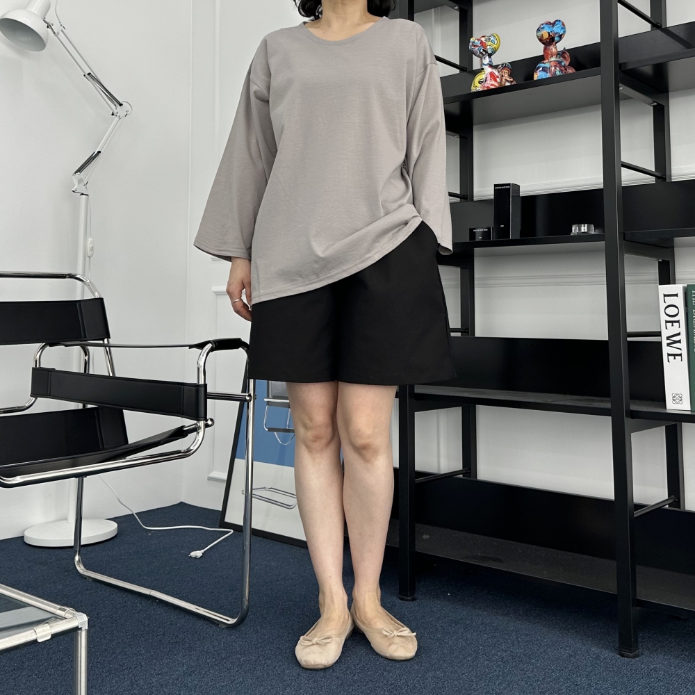 빅사이즈 자체제작 데일리 파스텔 긴팔 티셔츠 면 무지 라운드 베이직 레이어드 기본 박시티 - 상세 이미지 2