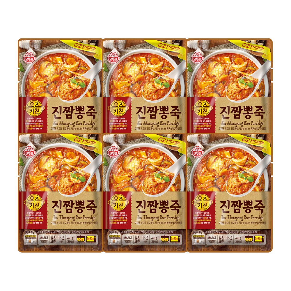 오뚜기 오즈키친 진짬뽕죽 450g 6개