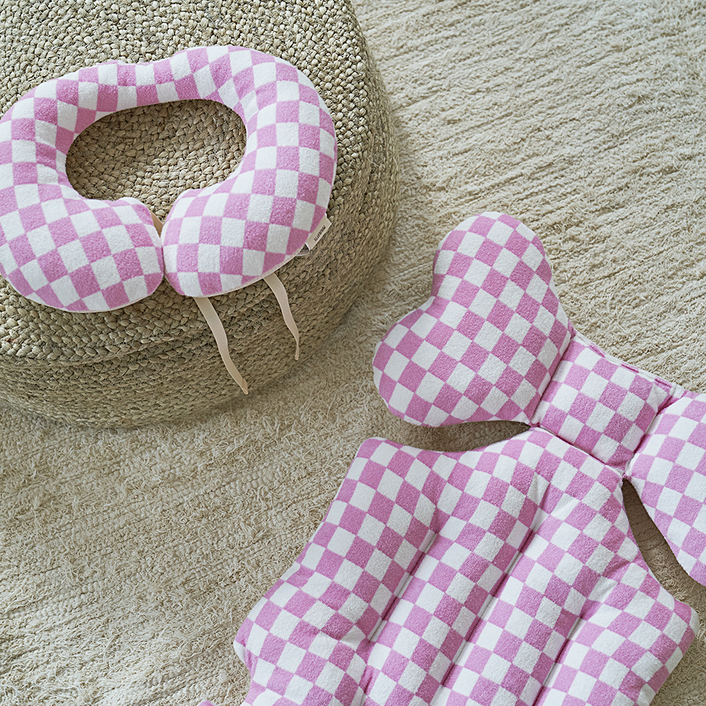 마롤 사계절 테리 체커보드 유모차 라이너 신생아 카시트 쿠션 양면 쿨시트 유아 올리브