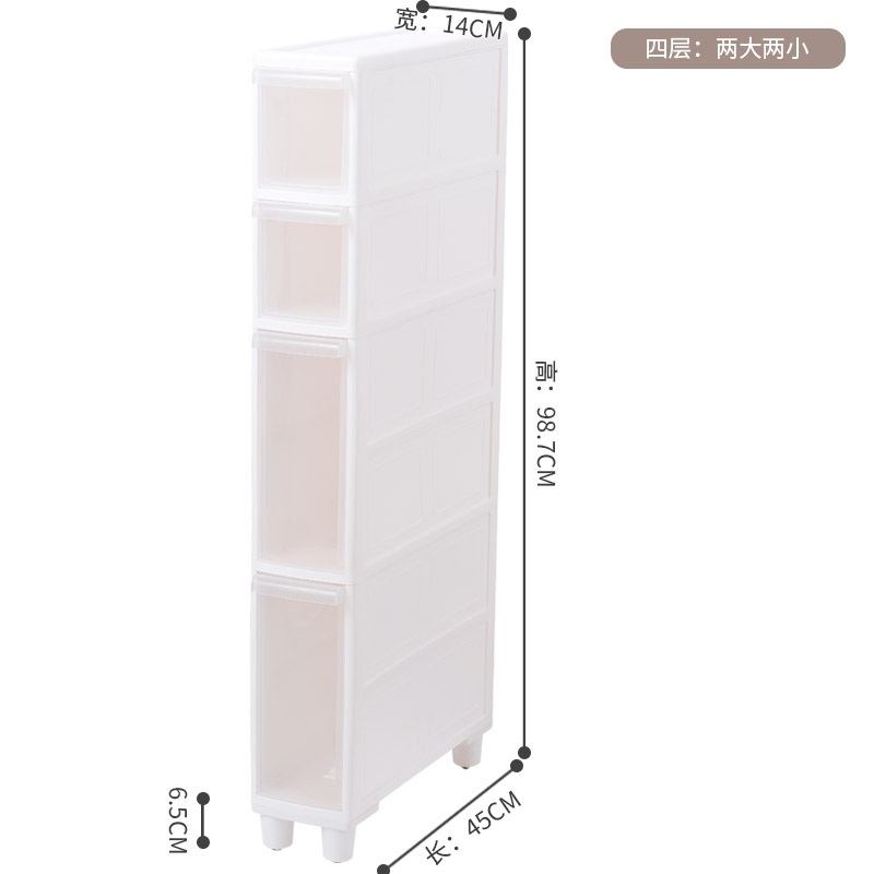 틈새 수납장 좁은 공간 세탁실 주방 트롤리 슬림장 선반 4단-14폭(높음1 낮음3) 조각 - 상세 이미지 5