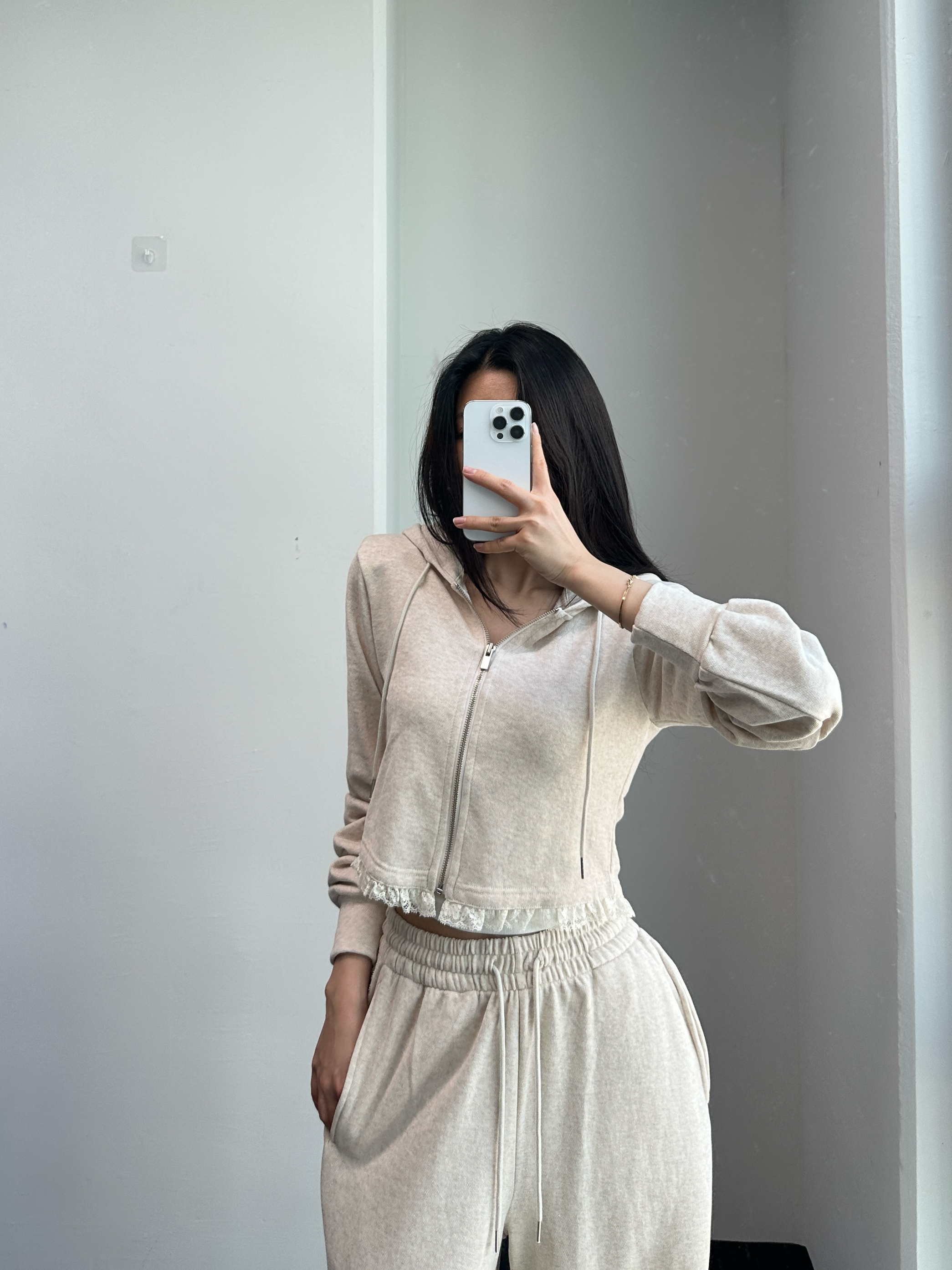 [사장강추🤎/롱다리핏] 슈아 레이스 후드집업 라인 트레이닝 팬츠 세트 2color 상세 이미지 13