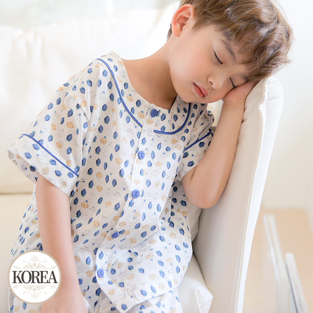 주니어 순면 잠옷 세트 아기 유아 어린이 아기 실내복 파자마 딸기 - 상세 이미지 4