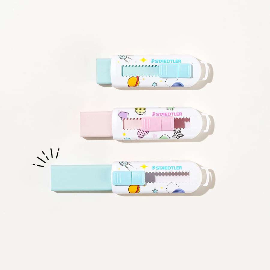 사랑스러운 하트 별 한정 깔끔한디자인 슬라이딩 지우개 스테들러 필기아이템 - 상품 이미지