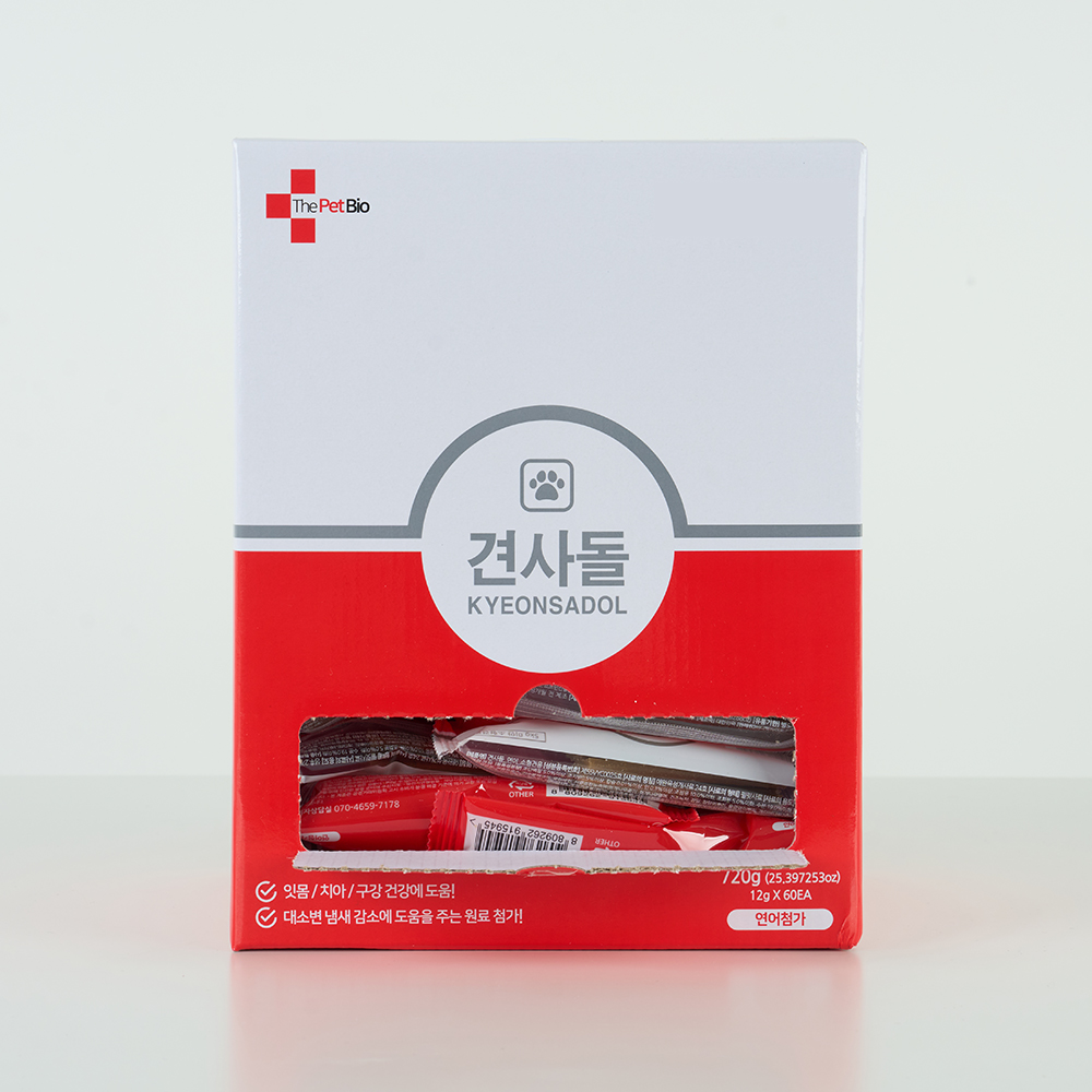 견사돌 강아지 영양제 스틱 덴탈껌 간식 치석제거 면역 60개입 대용량 1박스