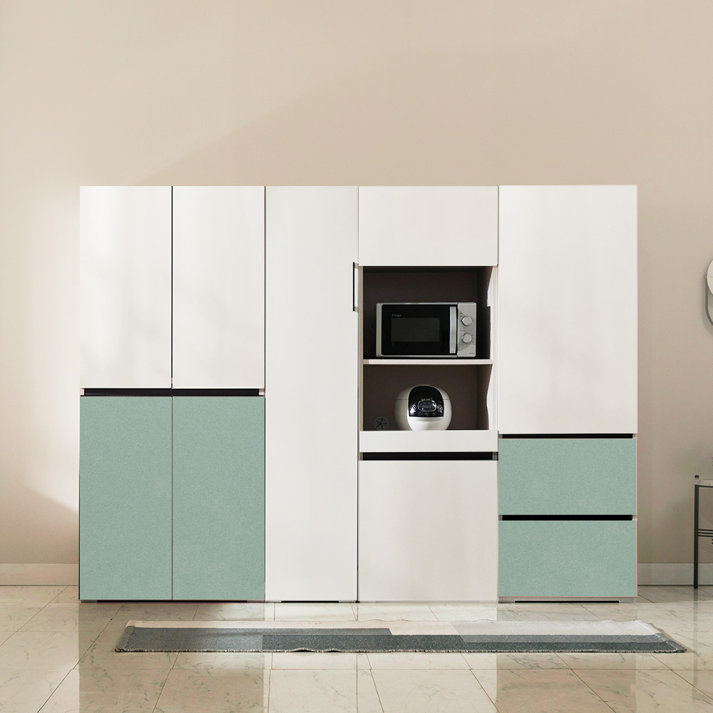 장인가구 스페이스 광폭 2400 광파오븐 렌지대 주방수납장