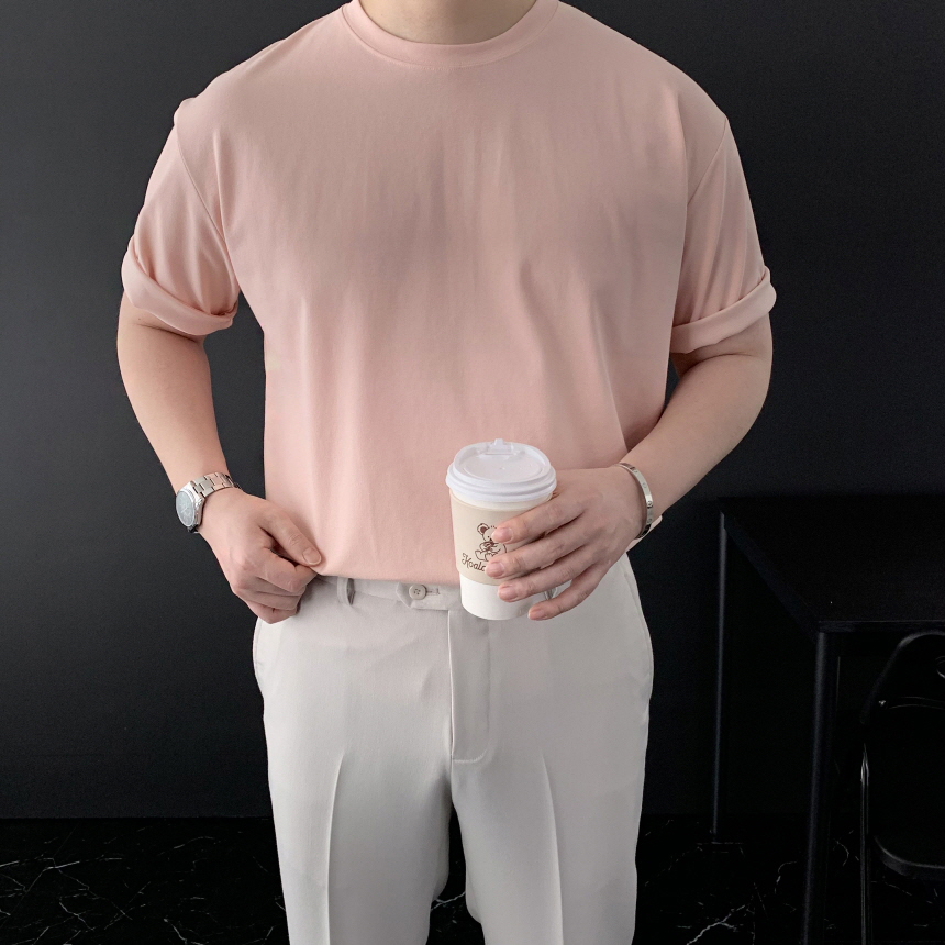 1+1 머슬핏 반팔 남자 여름 무지 흰 티셔츠 기능성 스판 이너티 이미지 8