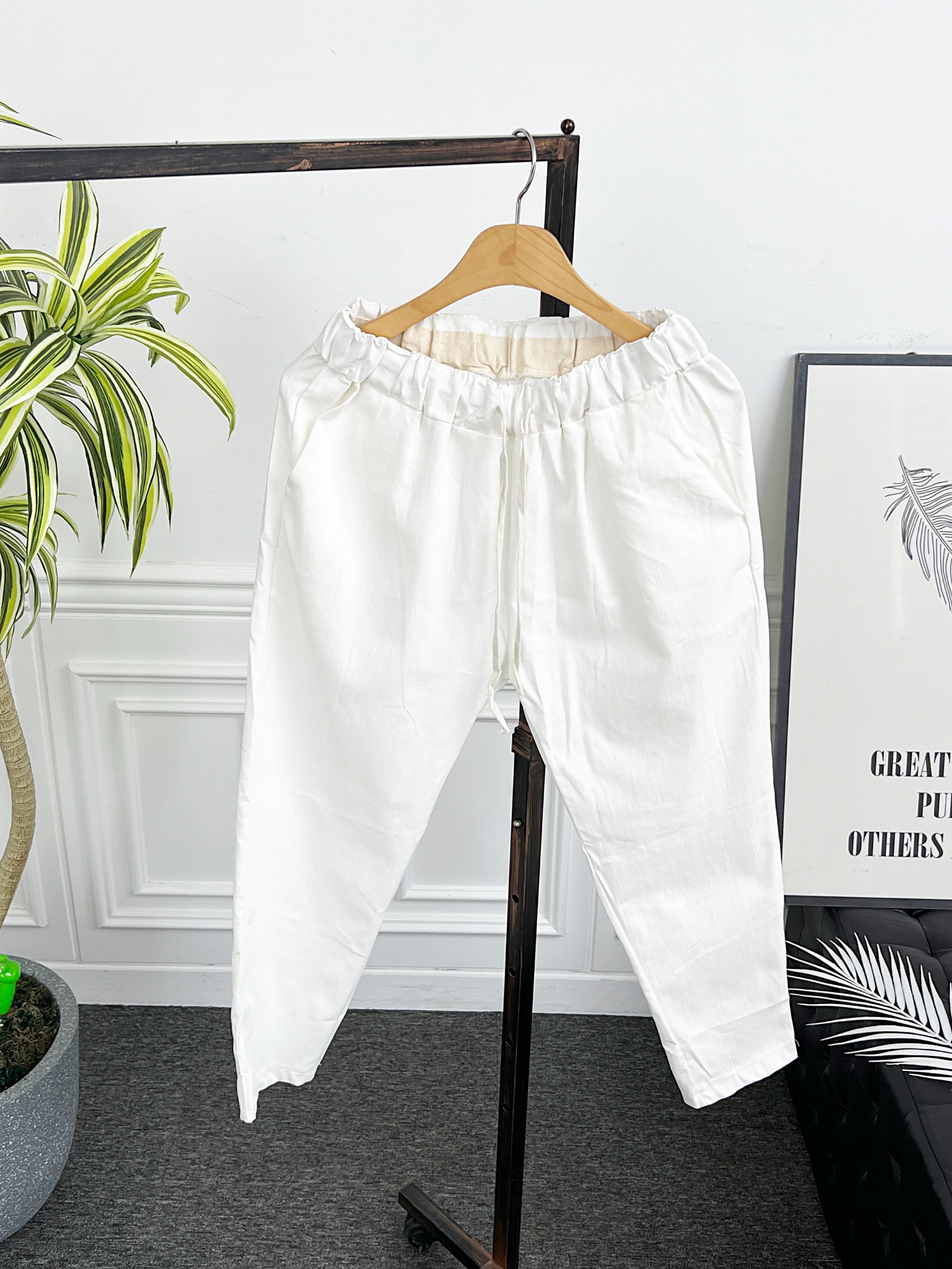 (1+1) 남자 린넨바지 9부 밴딩 여름 마 슬랙스 팬츠 - 상세 이미지 3