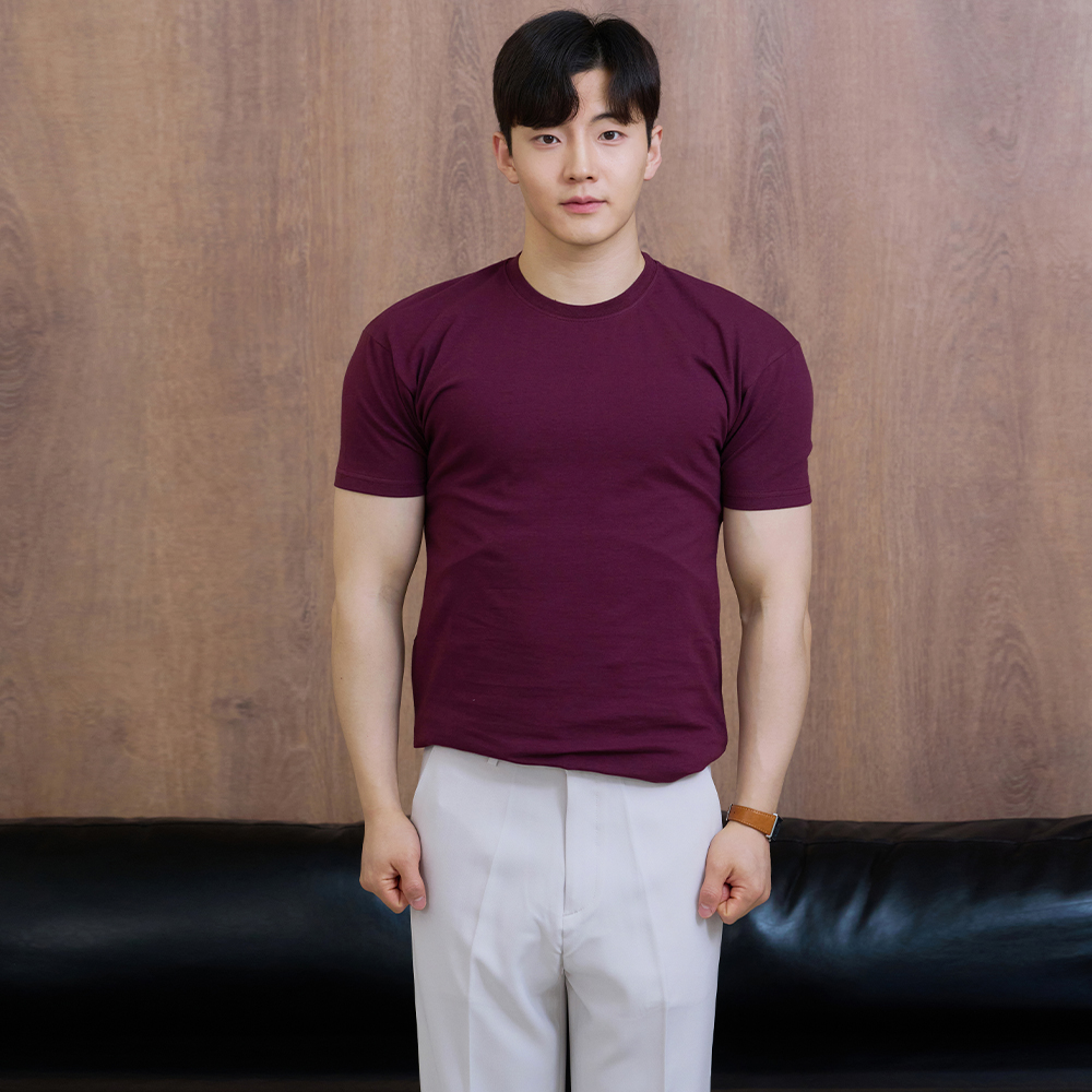 남자 머슬핏 반팔 어깨넓어보이는 무지 티셔츠 상품 이미지