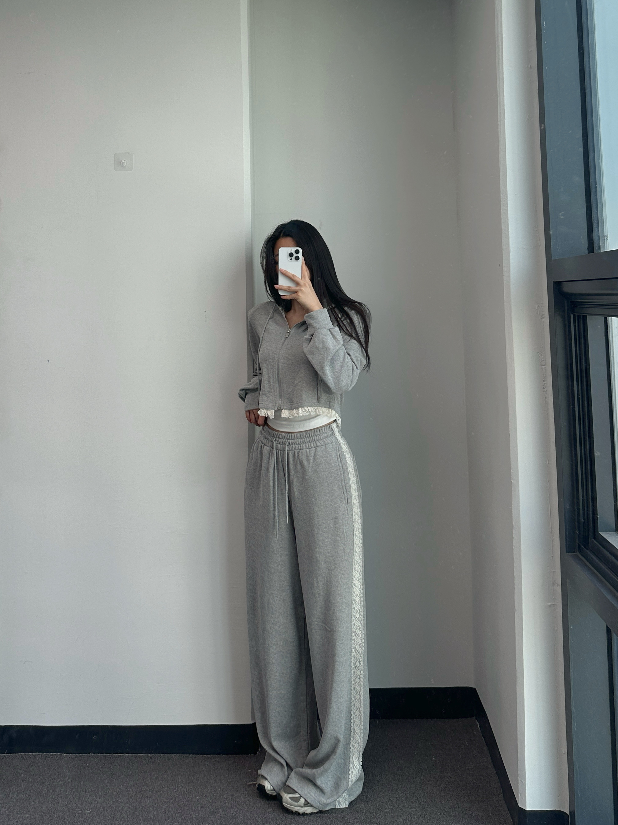 [사장강추🤎/롱다리핏] 슈아 레이스 후드집업 라인 트레이닝 팬츠 세트 2color 상세 이미지 23
