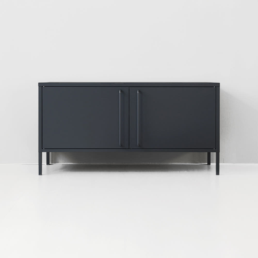 피도르 캐비넷 가로양문 TV스탠드 1150x400x595mm, 다크그레이 7813.7546