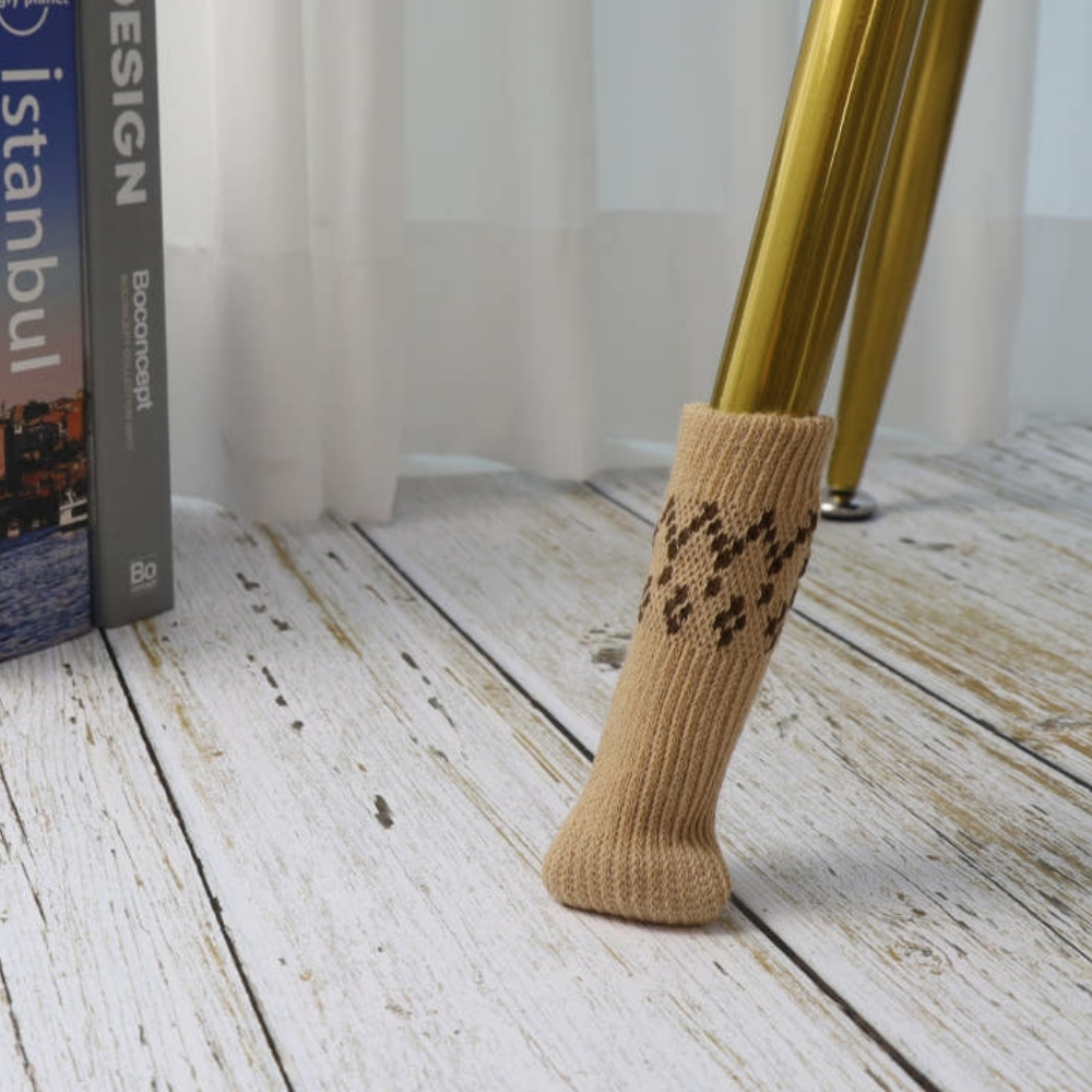 니트 식탁 의자 다리 발커버 소음방지 4p 의자양말 신발 체어슈즈 패턴 베이지