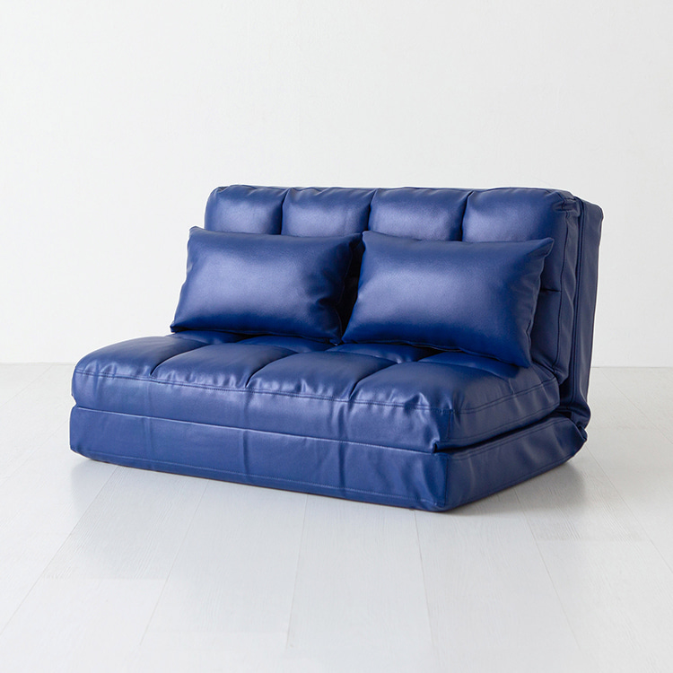 앰보 좌식 소파베드 스툴미포함, PU 블루 9764.1005, 2인용