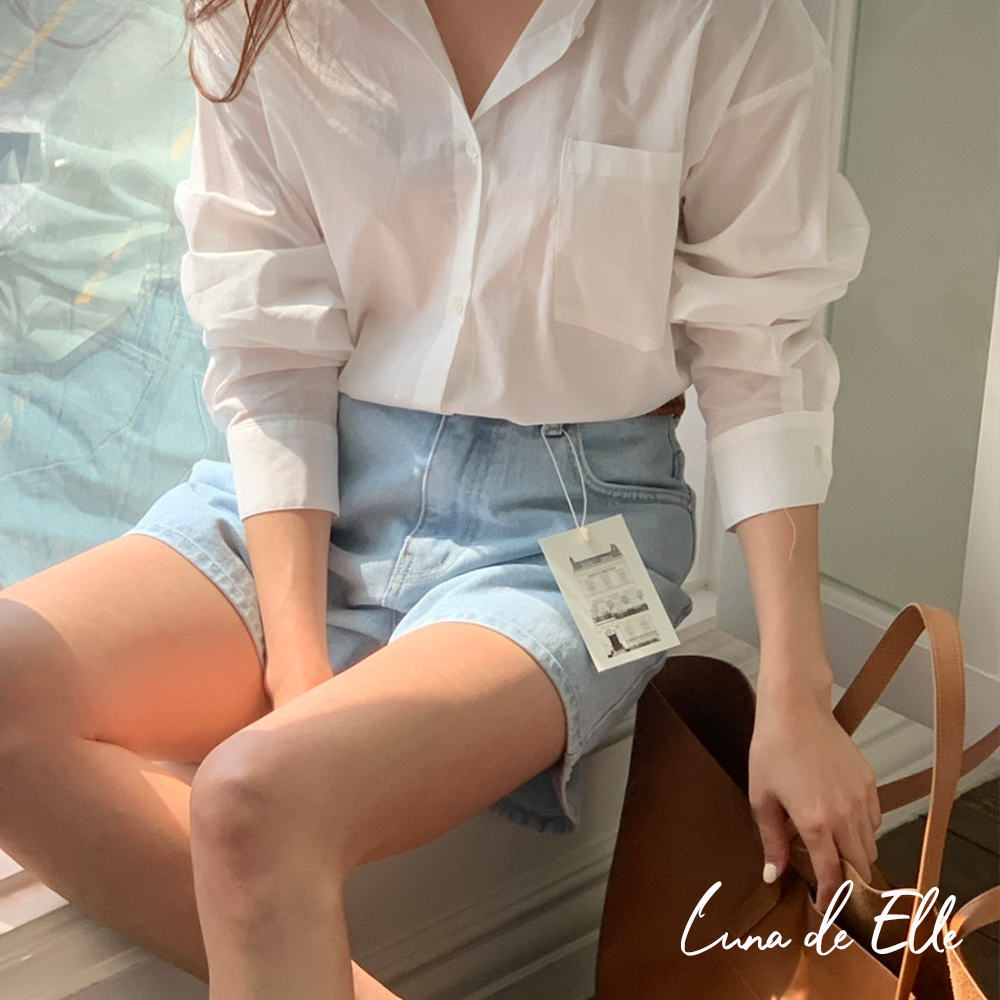 앤유브라운 워터 하프 데님 연청 청 반바지 25SS - 상세 이미지 3