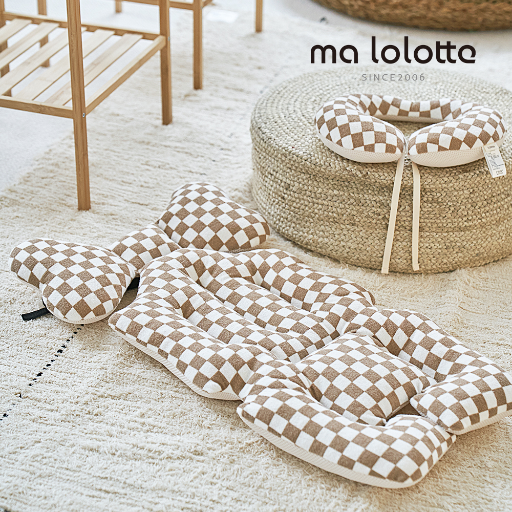 마롤 사계절 테리 체커보드 유모차 라이너 신생아 카시트 쿠션 양면 쿨시트 유아 올리브