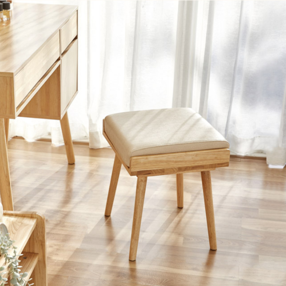 루버트리 원목 화장대 의자 2종 분리형 좌방석 고무나무 우드 스툴 콘솔체어 침실의자