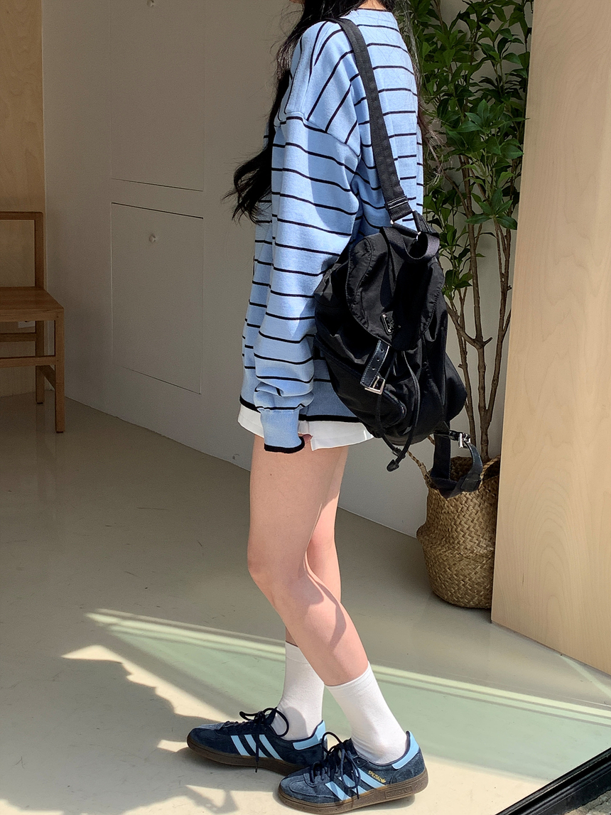 [제니룩💙] 오션 스트라이프 오버핏 가디건 상세 이미지 21