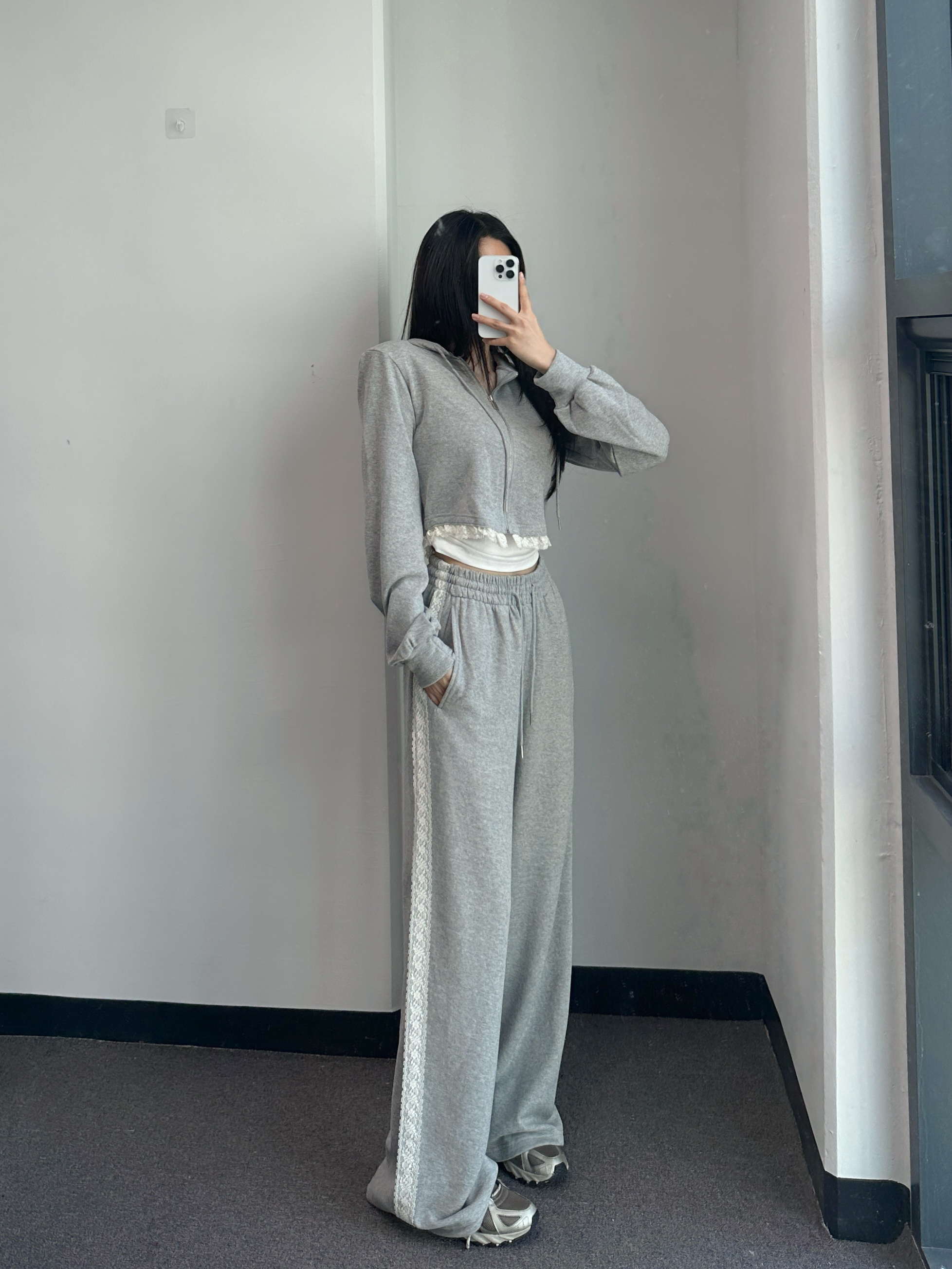 [사장강추🤎/롱다리핏] 슈아 레이스 후드집업 라인 트레이닝 팬츠 세트 2color 상세 이미지 22