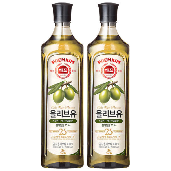 사조 해표 올리브유 900ml x 2개 / 식용유 유지류 오일 기름 : 럭키유8