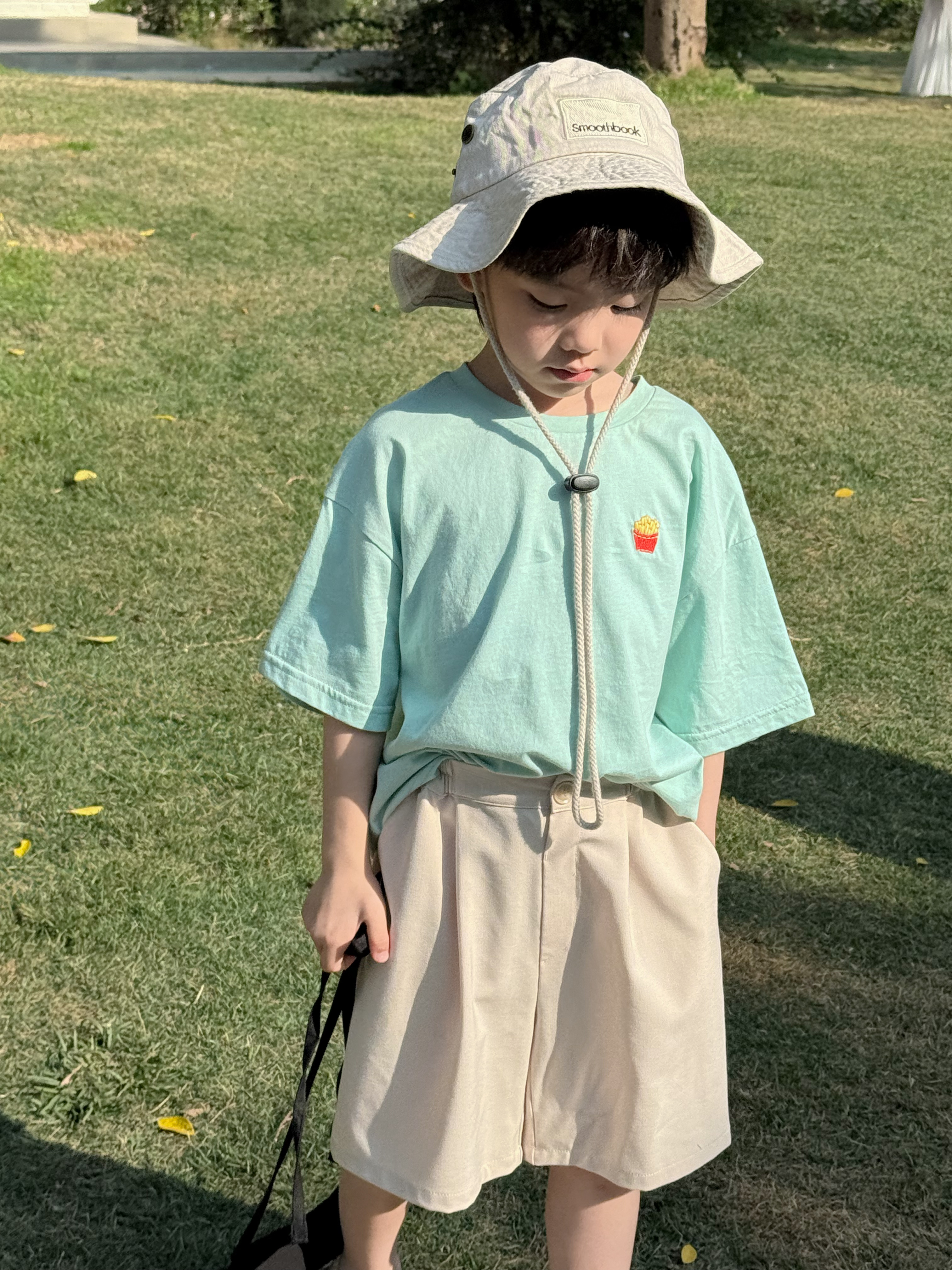 Irene's Closet 미니어처 피자 감자튀김 자수 순면 루즈핏 반팔 티셔츠 유아 주니어 여름 이미지 7