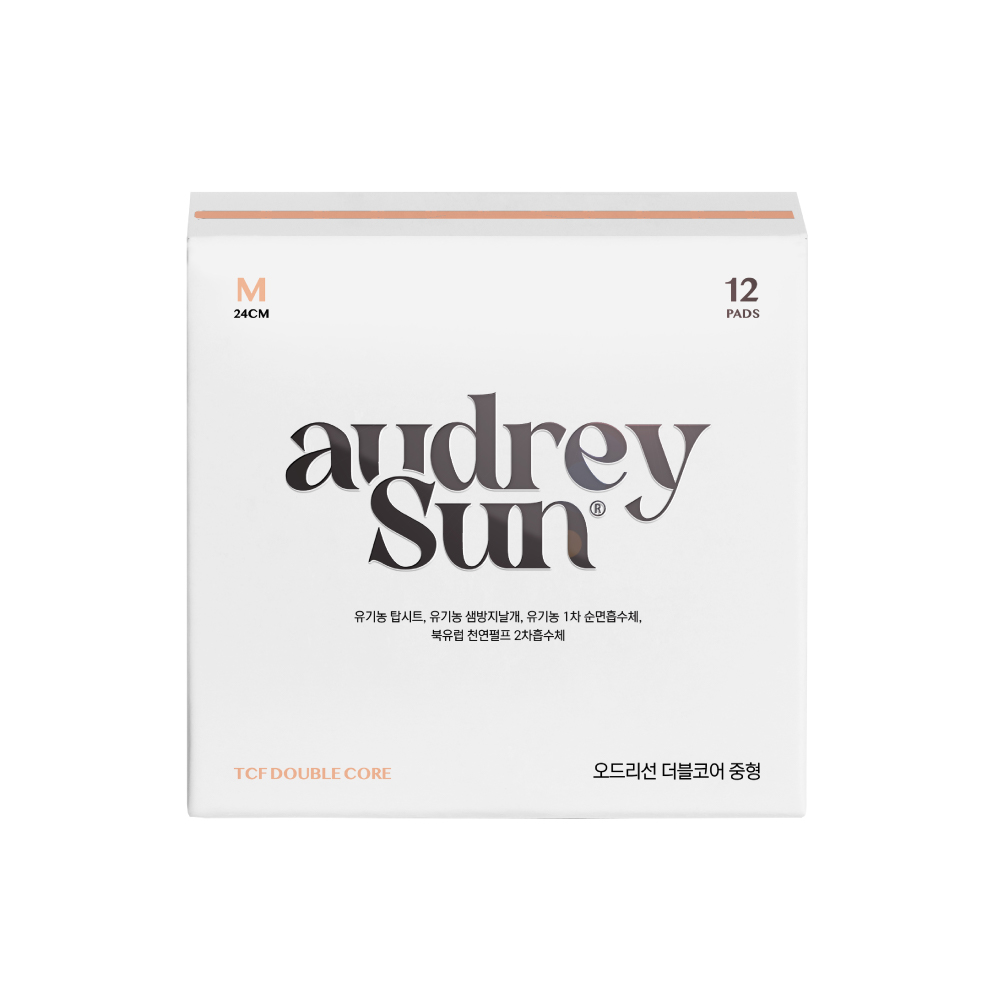 오드리선 더블코어 유기농 순면 생리대 TCF 비건 중형 12pcs X 12팩 - 상세 이미지 5