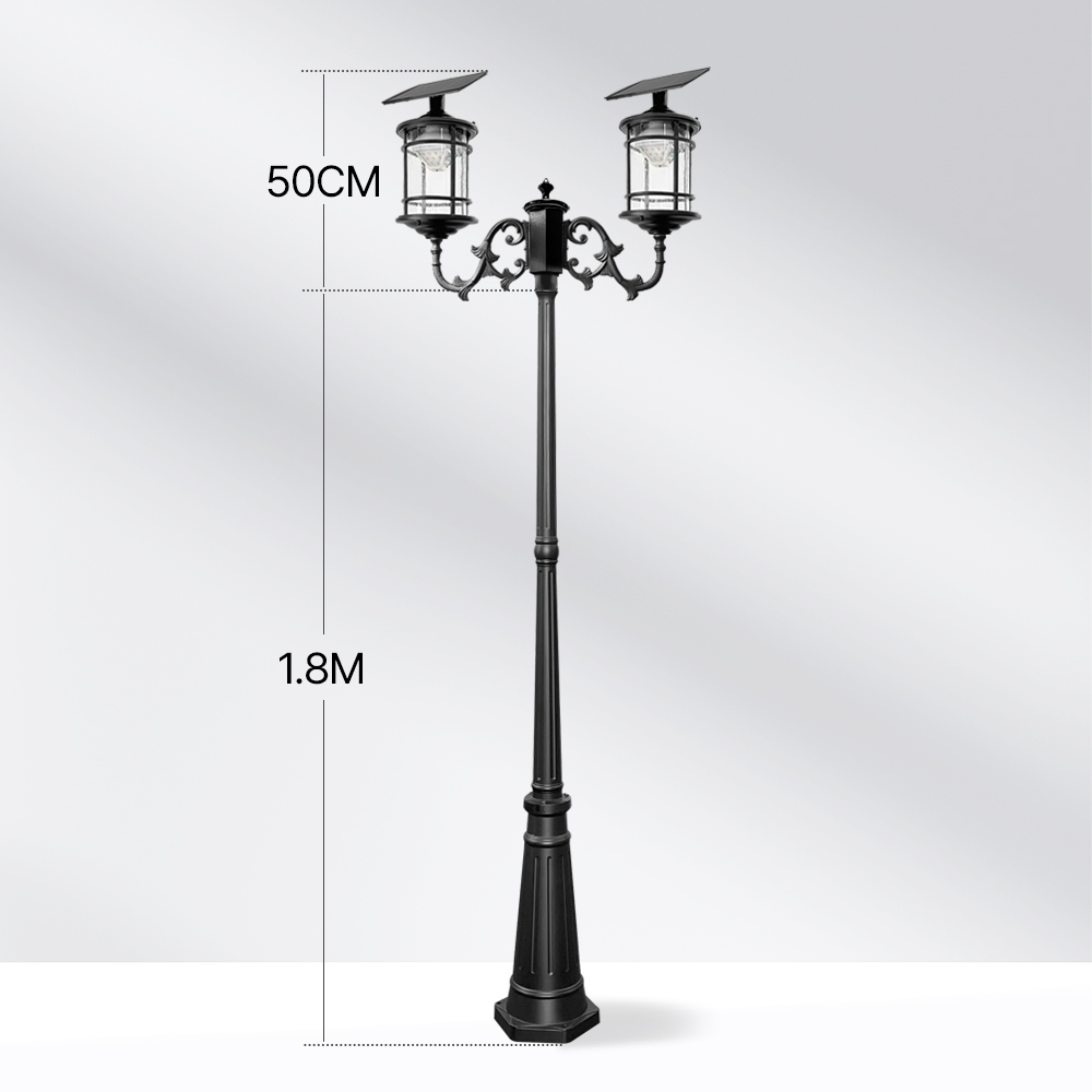 태양광가로등 보안등 엔틱 태양열 원형 가로등 LED 잔디등 산책로 외등 전구 기둥 1.4m - 상세 이미지 5