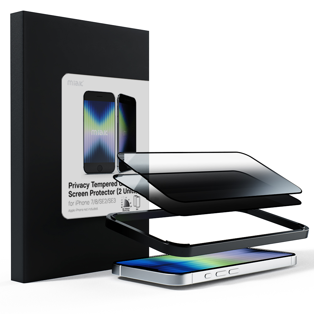 미아크 사생활 보호 강화유리 풀커버 아이폰SE3, 2매입