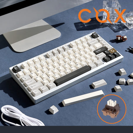 COX 콕스 CA75 유무선 풀알루미늄 키보드 텐키리스 실버, 코코아 크림 V2축, 50g