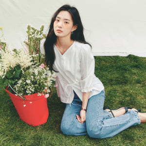 [★리오더 오픈] 로엠 브이넥 스트랩 7부 블라우스 RMBLG25NT1 착용 후기 | 사이즈/핏 총정리 - 상품 이미지 3
