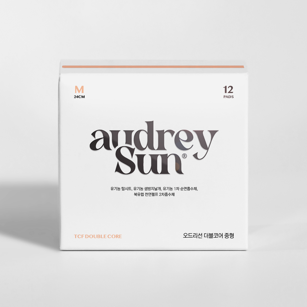 오드리선 더블코어 유기농 순면 생리대 TCF 비건 중형 12pcs X 12팩 - 상세 이미지 2