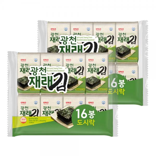 삼육김 광천 재래 도시락김 16단 4g 16봉 8팩 : 마트총각