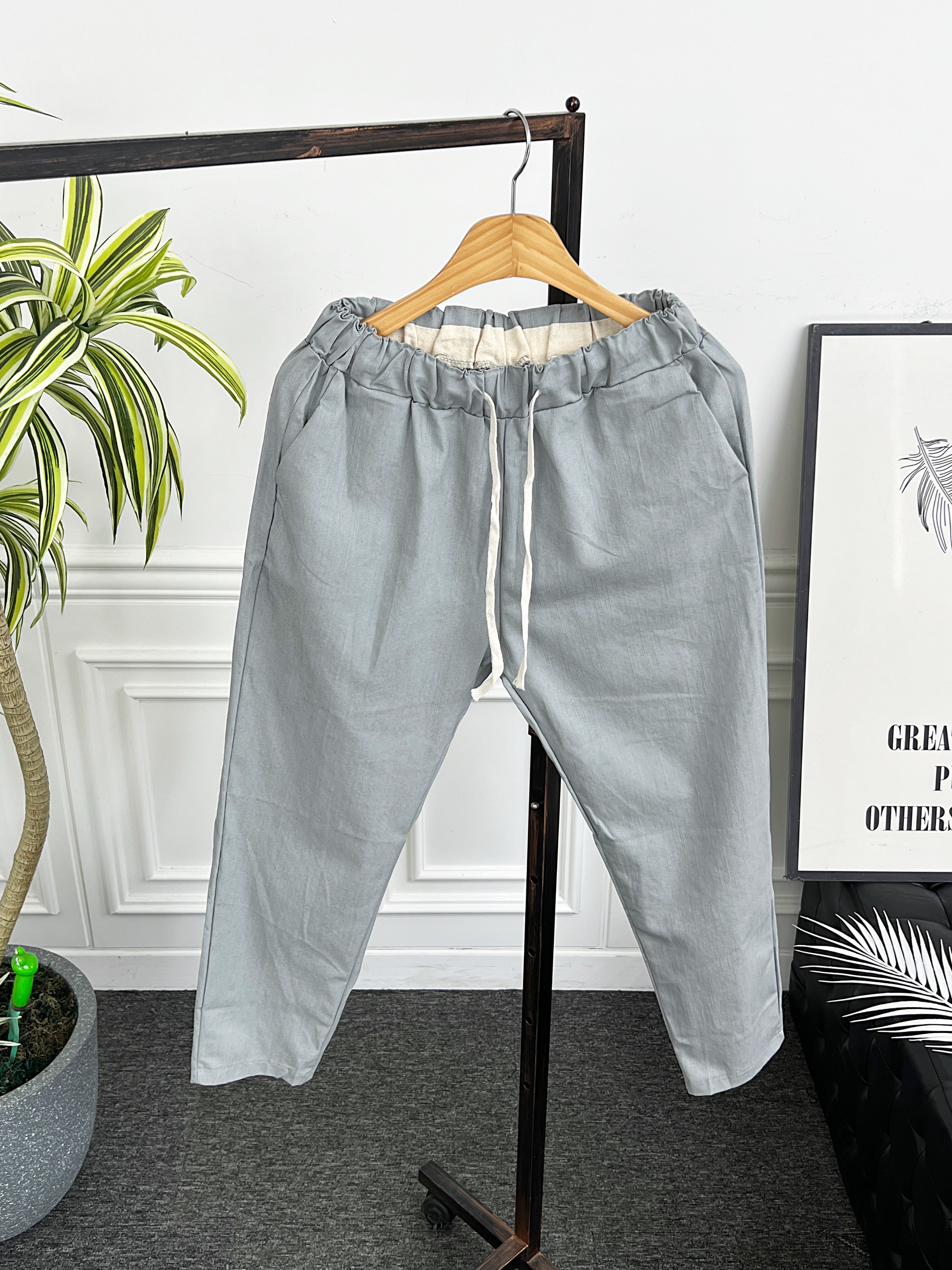 (1+1) 남자 린넨바지 9부 밴딩 여름 마 슬랙스 팬츠 - 상세 이미지 5